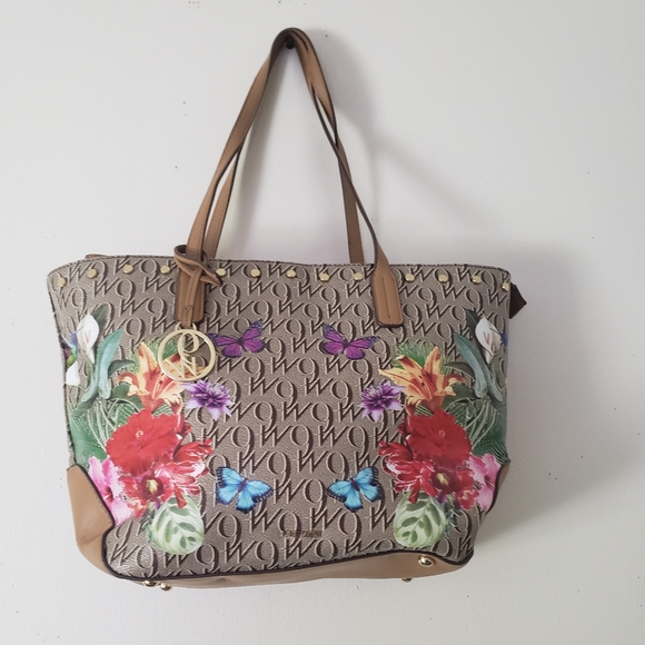 Nine West Floral Butterfly Monogram Shoulder Bag